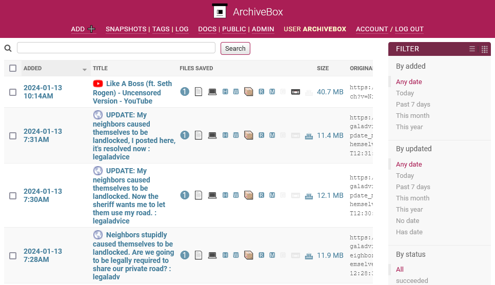 ArchiveBox Screenshot
